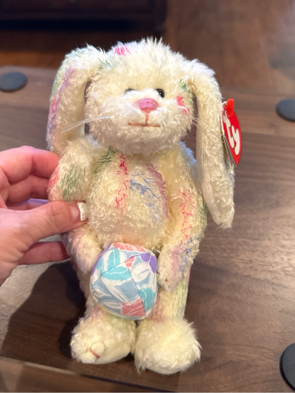 Vintage Ty Easter Bunny Plush Pastel Floral Rabbit With Easter Egg w/ Tag 1993